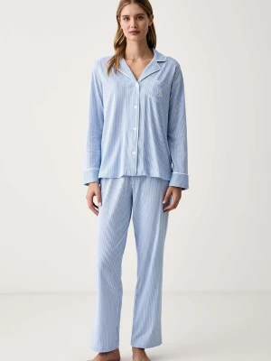 Lauren Ralph Lauren piżama damska bawełniana niebieski