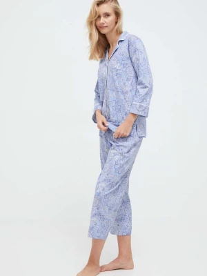 Lauren Ralph Lauren piżama dwuczęściowa damska bawełniana niebieski