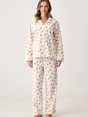 Lauren Ralph Lauren piżama dwuczęściowa damska polarowa beżowy