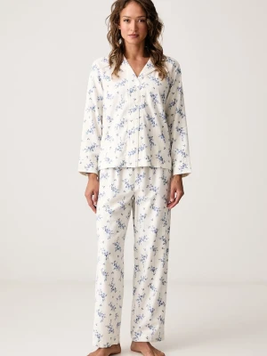 Lauren Ralph Lauren piżama dwuczęściowa damska z bawełną beżowy