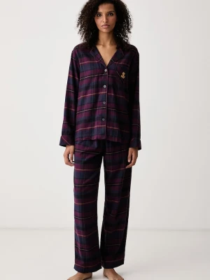 Lauren Ralph Lauren piżama dwuczęściowa damska z bawełną fioletowy