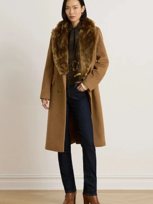 Lauren Ralph Lauren płaszcz damski z wełną brązowy