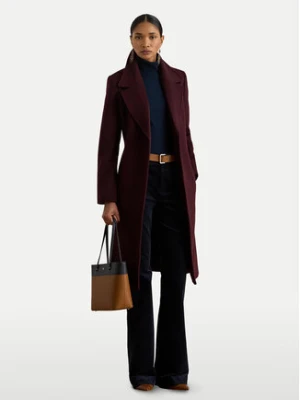 LAUREN RALPH LAUREN Płaszcz wełniany 297962169005 Bordowy Regular Fit