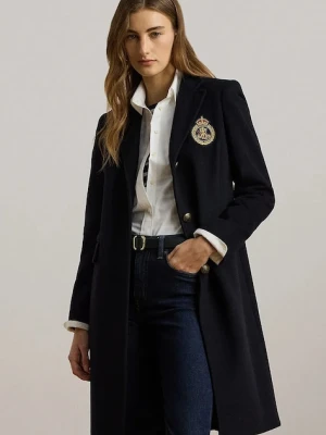 Lauren Ralph Lauren płaszcz wełniany kolor granatowy przejściowy 297958509