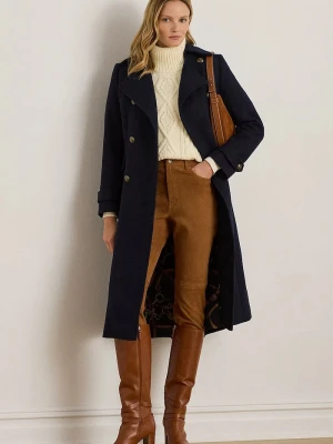 Lauren Ralph Lauren płaszcz z dodatkiem wełny granatowy