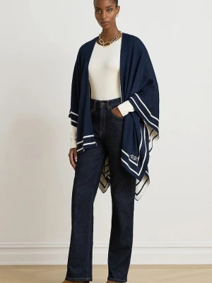 Lauren Ralph Lauren poncho damskie z wełną granatowy