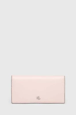 Lauren Ralph Lauren portfel skórzany damski kolor różowy 432935939