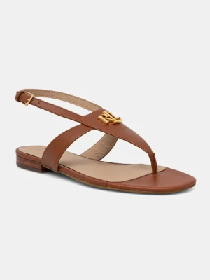 Lauren Ralph Lauren sandały skórzane Everley damskie kolor brązowy 802959145002