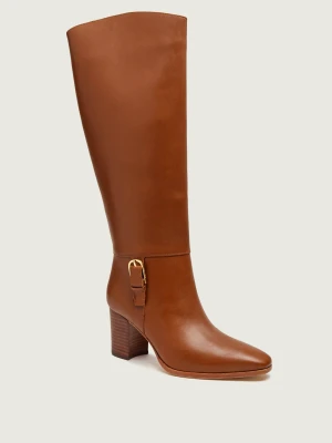 LAUREN RALPH LAUREN Skórzane kozaki na słupku Raelynn brązowy