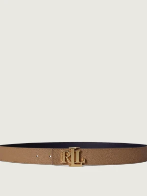 LAUREN RALPH LAUREN Skórzany dwustronny pasek beżowy