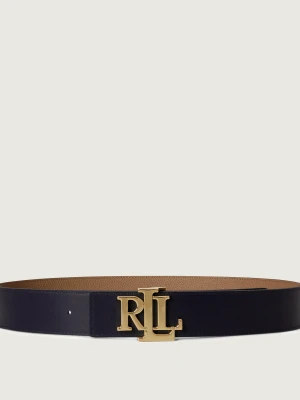 LAUREN RALPH LAUREN Skórzany dwustronny pasek czarny