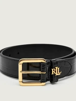 LAUREN RALPH LAUREN Skórzany pasek GLOSSY EMBSD