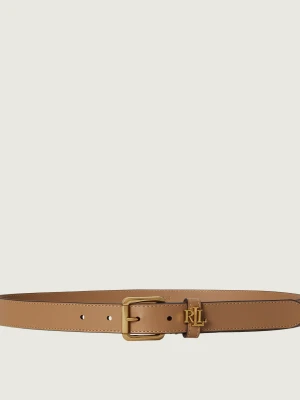LAUREN RALPH LAUREN Skórzany pasek Logo Keeper camel