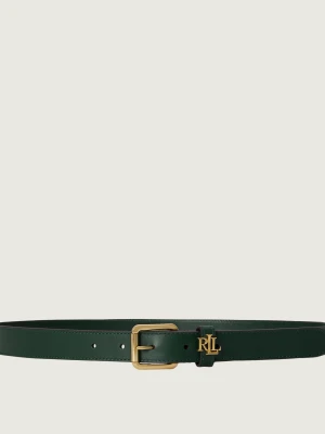 LAUREN RALPH LAUREN Skórzany pasek Logo Keeper zielony