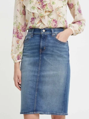 Lauren Ralph Lauren spódnica jeansowa kolor niebieski mini prosta 200817846