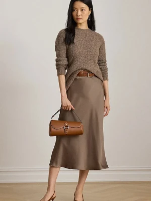 Lauren Ralph Lauren spódnica kolor brązowy midi rozkloszowana 200951232
