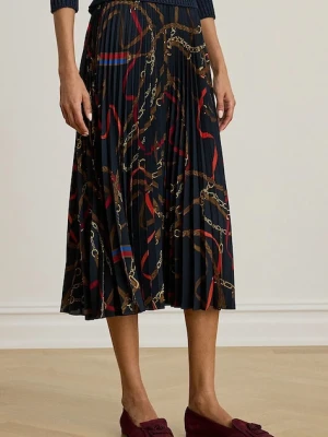 Lauren Ralph Lauren spódnica kolor granatowy midi rozkloszowana 200P03550