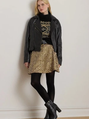 Lauren Ralph Lauren spódnica kolor złoty mini rozkloszowana 200979905