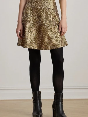 Lauren Ralph Lauren spódnica kolor złoty mini rozkloszowana 200979905