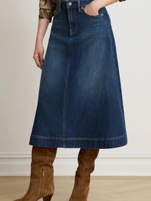 Lauren Ralph Lauren spódnica rozkloszowana jeansowa niebieski