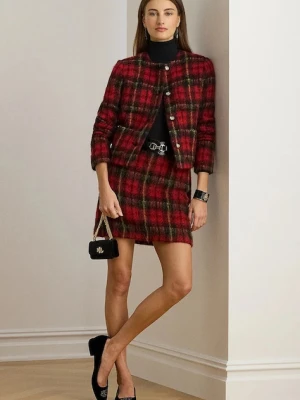 Lauren Ralph Lauren spódnica z dodatkiem wełny kolor czerwony mini ołówkowa 200P06912