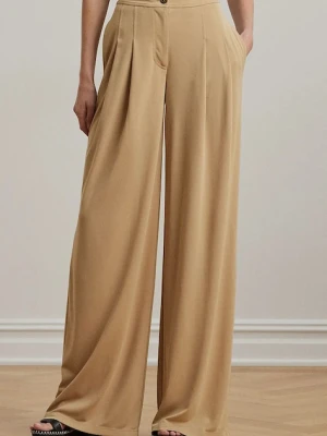 Lauren Ralph Lauren spodnie wide leg damskie beżowy