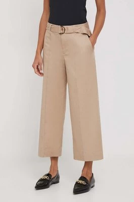 Lauren Ralph Lauren spodnie damskie kolor beżowy szerokie high waist