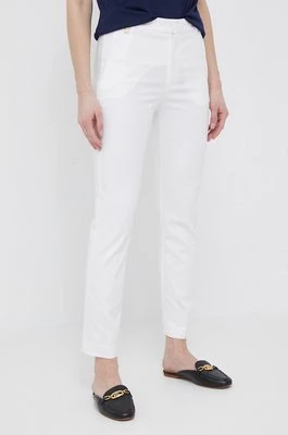 Lauren Ralph Lauren spodnie damskie kolor biały fason cygaretki high waist 200811955