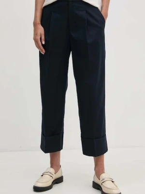 Lauren Ralph Lauren spodnie damskie kolor granatowy proste high waist
