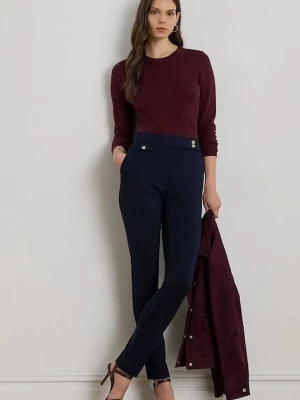 Lauren Ralph Lauren spodnie damskie kolor granatowy proste medium waist 200980023
