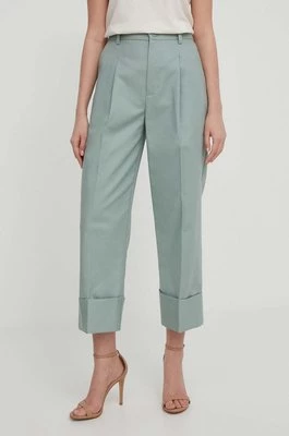 Lauren Ralph Lauren spodnie damskie kolor zielony proste high waist 200871814