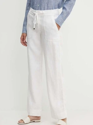 Lauren Ralph Lauren spodnie lniane kolor biały proste medium waist 200735138