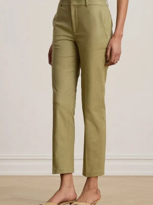 Lauren Ralph Lauren spodnie slim fit damskie bawełniane z elastanem zielony