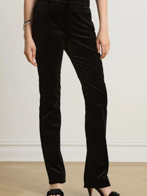 Lauren Ralph Lauren spodnie straight damskie bawełniane z elastanem czarny