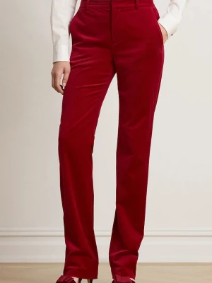 Lauren Ralph Lauren spodnie straight damskie bawełniane z elastanem czerwony