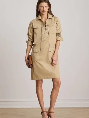 Lauren Ralph Lauren sukienka bawełniana beżowy