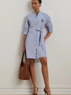 Lauren Ralph Lauren sukienka bawełniana kolor niebieski mini prosta 200963845