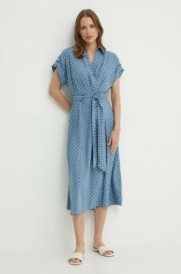 Lauren Ralph Lauren sukienka bawełniana kolor niebieski mini rozkloszowana 250938927