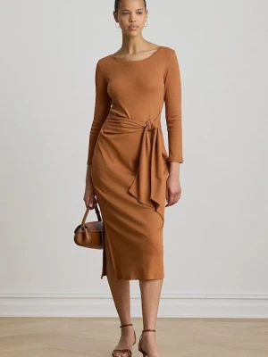 Lauren Ralph Lauren sukienka bodycon z bawełną pomarańczowy