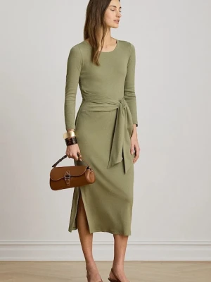 Lauren Ralph Lauren sukienka bodycon z bawełną zielony