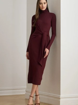 Lauren Ralph Lauren sukienka z bawełną bordowy