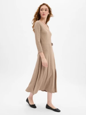 Lauren Ralph Lauren Sukienka damska Kobiety Bawełna beżowy jednolity,
