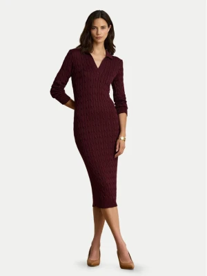 LAUREN RALPH LAUREN Sukienka dzianinowa 200B34422003 Bordowy Slim Fit