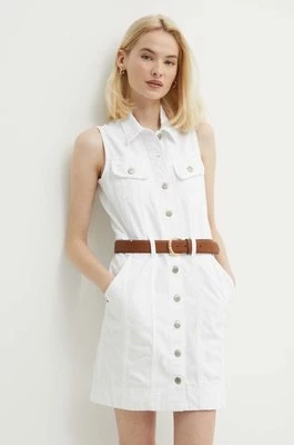 Lauren Ralph Lauren sukienka jeansowa kolor biały mini dopasowana 200933431