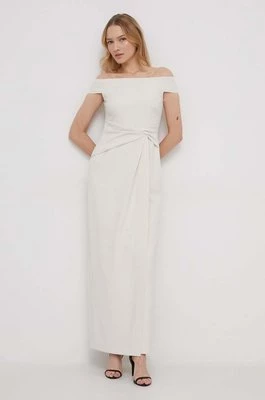 Lauren Ralph Lauren sukienka kolor beżowy maxi prosta
