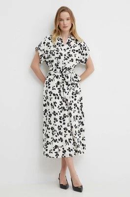 Lauren Ralph Lauren sukienka kolor beżowy midi rozkloszowana 250932707