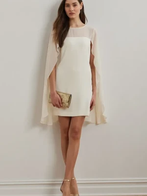Lauren Ralph Lauren sukienka kolor beżowy mini prosta 253963771