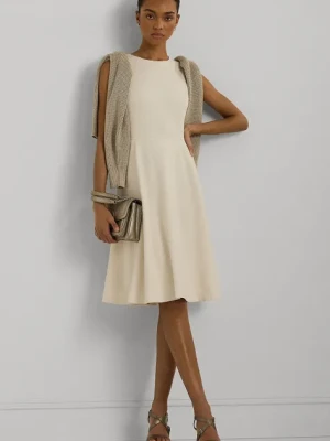 Lauren Ralph Lauren sukienka kolor beżowy mini rozkloszowana