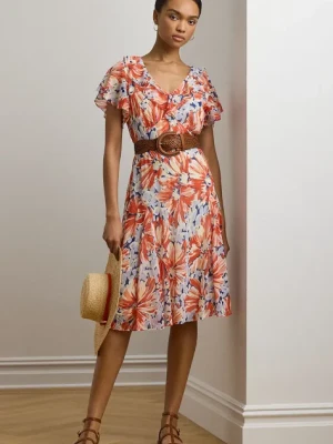 Lauren Ralph Lauren sukienka kolor biały mini rozkloszowana 250957395