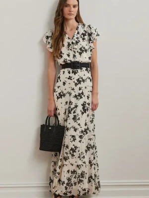 Lauren Ralph Lauren sukienka kolor czarny maxi rozkloszowana 200963677